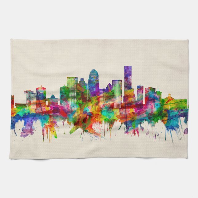 Louisville Kentucky Skyline Tea Towel (Horizontal)