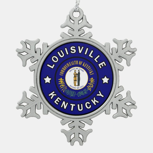 Louisville Kentucky Snowflake Pewter Christmas Ornament (Front)
