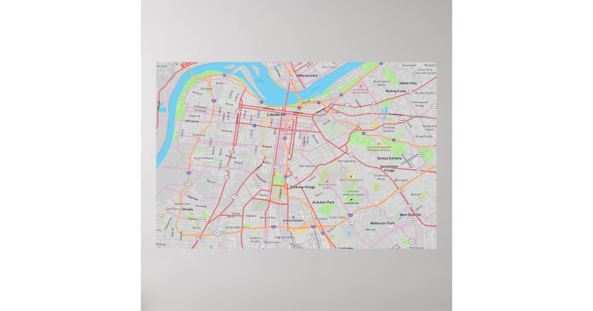 Louisville, Kentucky, USA Street Map Poster | 0