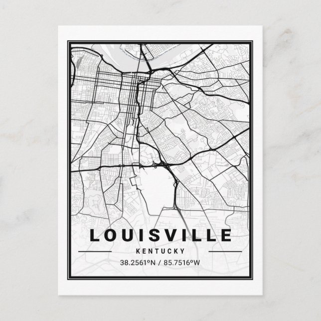 Louisville Kentucky USA Travel City Map Postcard (Front)