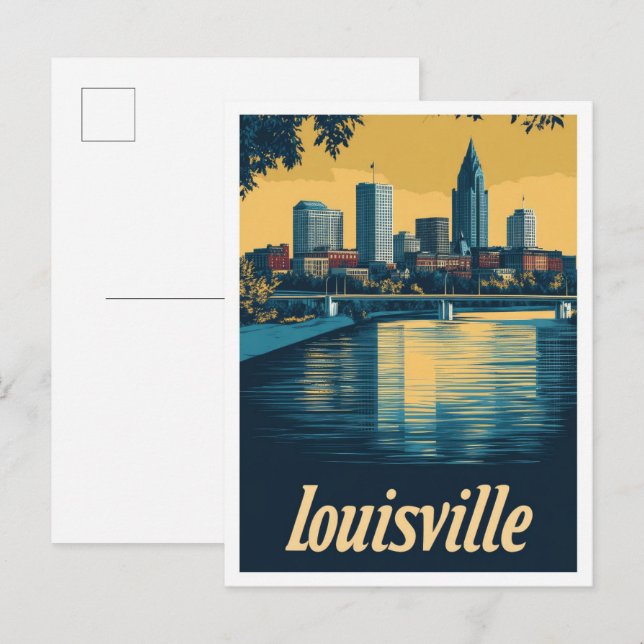 Louisville Kentucky Vintage Travel Illustration Postcard (Front/Back)