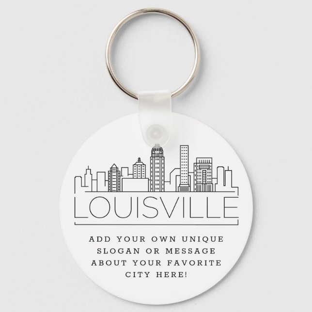 Louisville, KY Stylised Skyline | Custom Slogan Key Ring (Front)