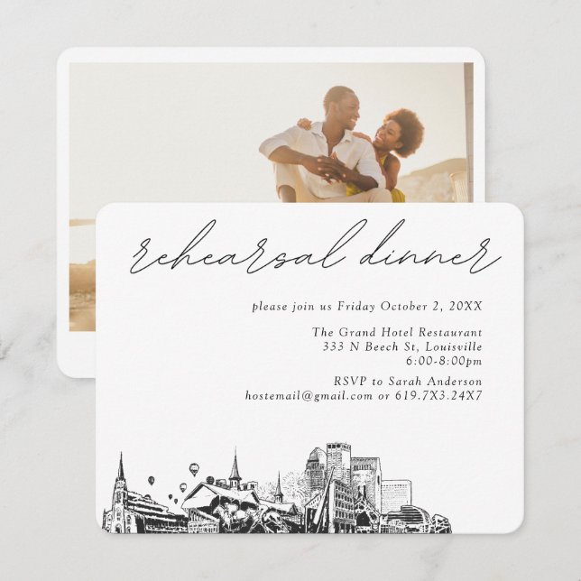 Louisville Wedding Elegant Rehearsal Dinner Enclosure Card (Front/Back)