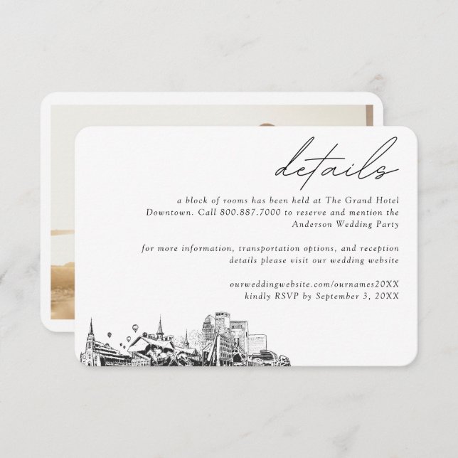 Louisville Wedding Hotel Room Block Details Enclosure Card (Front/Back)
