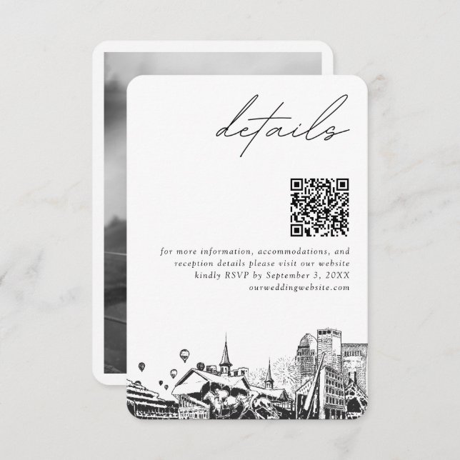Louisville Wedding Modern Details QR Code Enclosure Card (Front/Back)