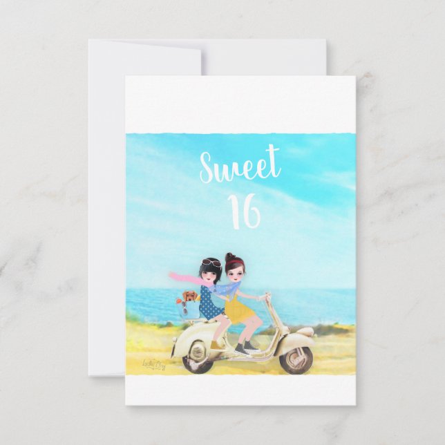 Loulou & Ting * Happy Birthday Sweet 16 Girls Card (Front)
