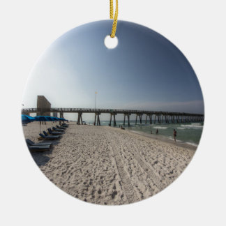Lounge Chairs at Panama City Beach Pier Ceramic Tree Decoration
