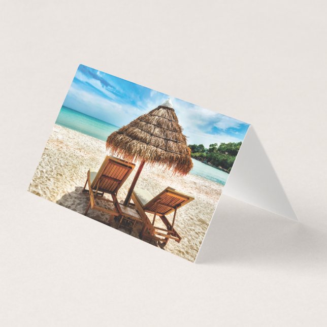 Lounge chairs on beach throw pillow (Front)