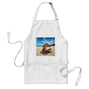Lounge chairs on beach throw pillow standard apron
