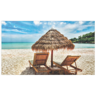 Lounge chairs on beach throw pillow tablecloth