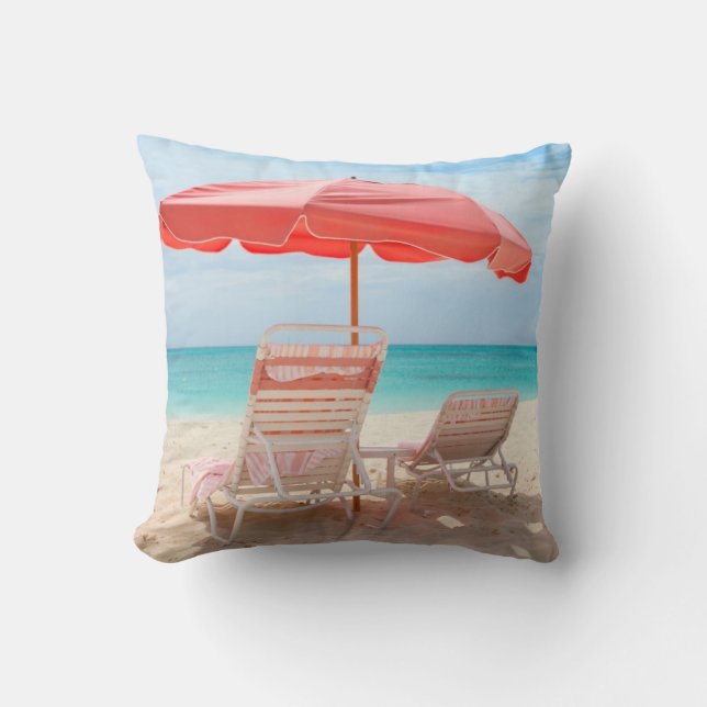 Lounge chairs on the ocean beach cushion (Front)