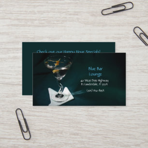 Lounge Dark Green Martini Bar Business Card