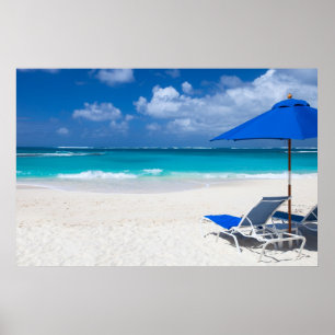 Lounges on the ocean beach poster