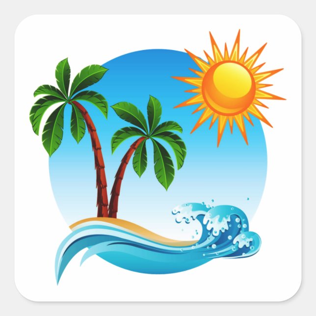 Lounging by the beach square sticker (Front)