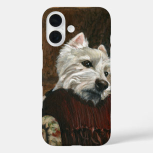 Lounging Westie on Sofa iPhone 16 Case