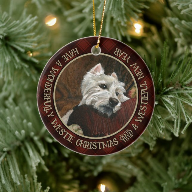 Lounging Westie on Sofa Ceramic Tree Decoration (Tree)