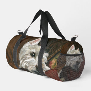 Lounging Westie on Sofa Duffle Bag