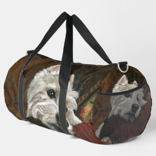 Lounging Westie on Sofa Duffle Bag