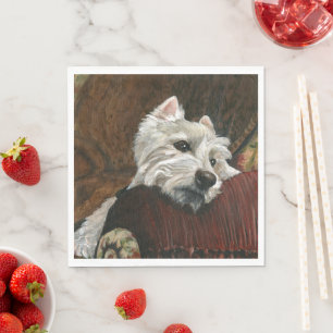 Lounging Westie on Sofa Napkin