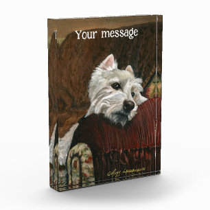 Lounging Westie on Sofa Photo Block