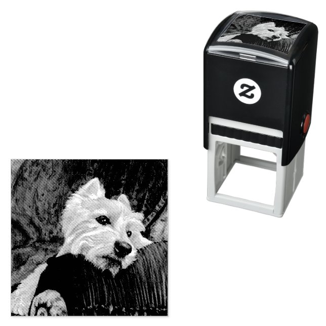 Lounging Westie on Sofa Self-inking Stamp (In Situ)