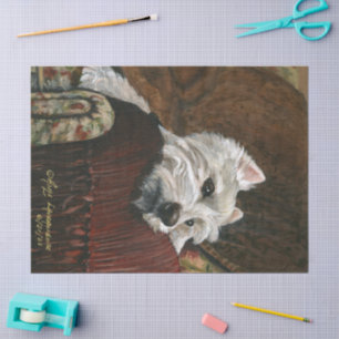 Lounging Westie on Sofa Tissue Paper