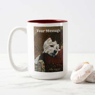 Lounging Westie on Sofa Two-Tone Coffee Mug