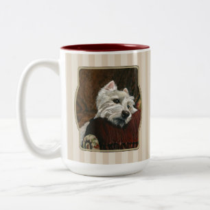 Lounging Westie on Sofa Two-Tone Coffee Mug