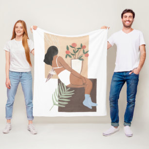 Lounging Woman Fleece Blanket