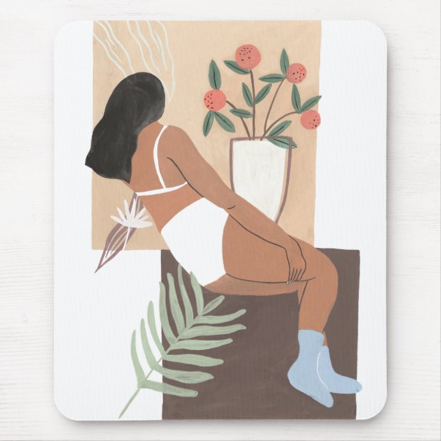 Lounging Woman Mouse Mat (Front)