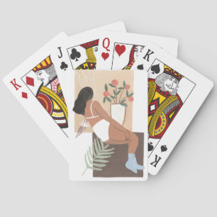 Lounging Woman Playing Cards
