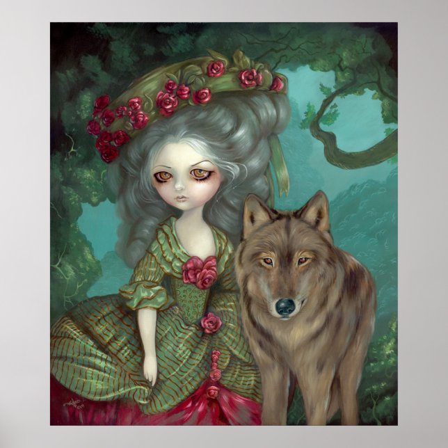 Loup-Garou:  La Foret gothic wolf rococo Art Print (Front)