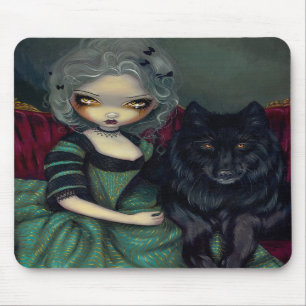 Loup-Garou:  Noir rococo gothic wolf Mousepad