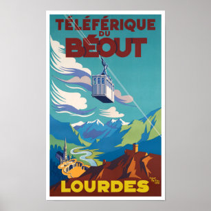 Lourdes France vintage travel Poster