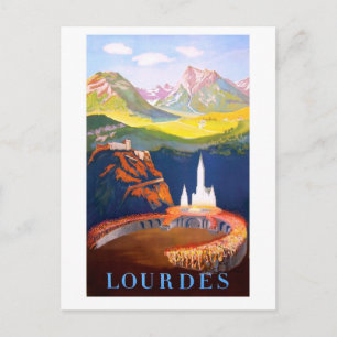 Lourdes, Town and Church. Pyrenees Mountains Postcard