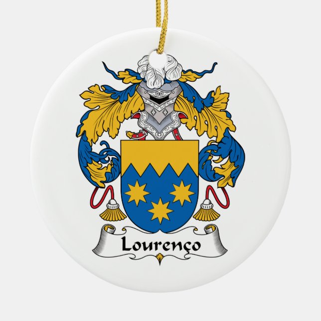 Lourenco Family Crest Ceramic Tree Decoration (Front)