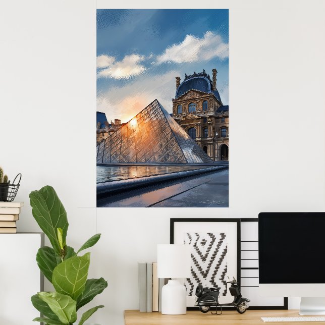 Louvre Museum Oil Painting in Day Light Poster (Home Office)