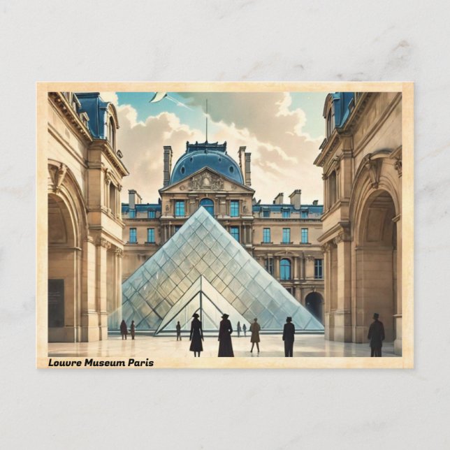 Louvre Museum Paris Vintage Travel Postcard (Front)