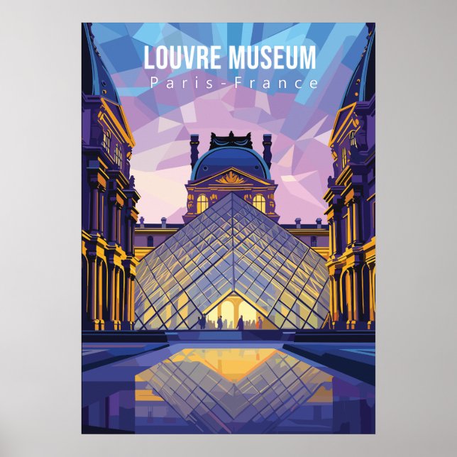 Louvre museum Travel poster Photographic Print (Front)