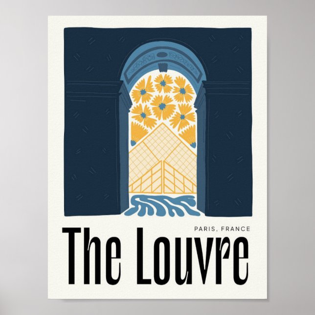 Louvre Paris France abstract travel floral art Poster (Front)