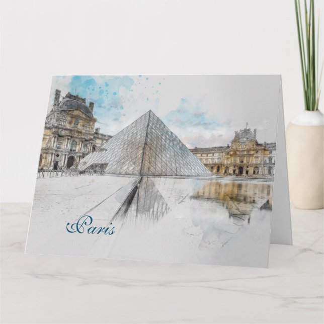 Louvre Paris Greeting Card – Elegant Travel Art  (Front)