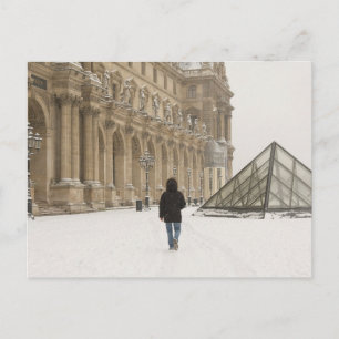 Louvre under the snow postcard