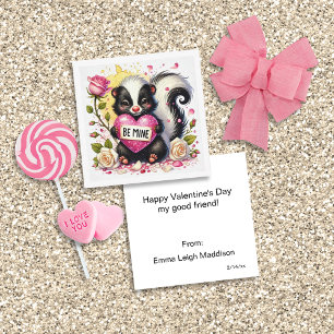 Lovable Be Mine Skunk Classroom Valentine Card