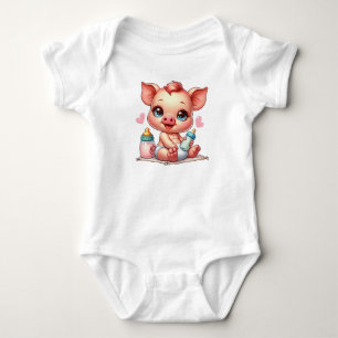 Lovable Piggy Bedtime Baby Bodysuit