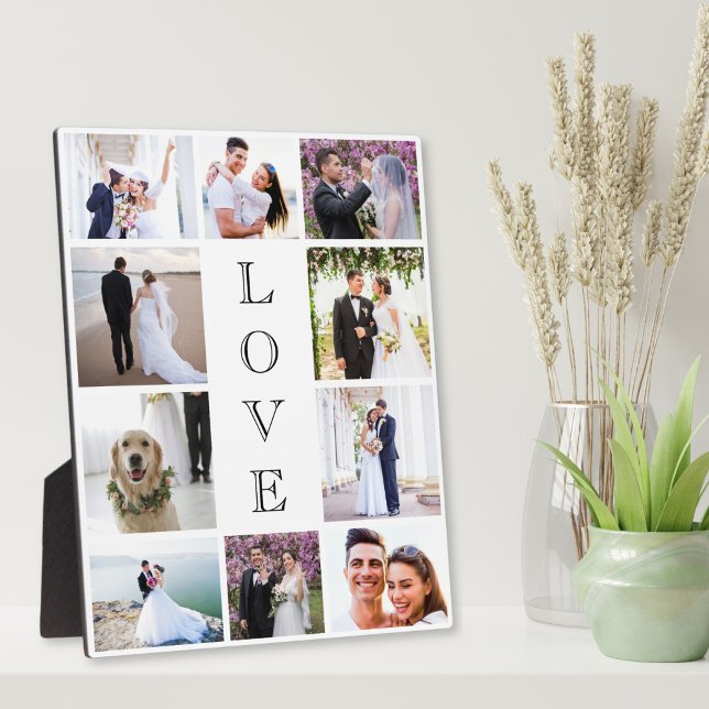 Love 10 Photo Collage Newlywed Wedding Plaque (Creator Uploaded)