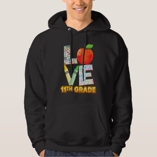 Love 11th Grade Eleventh Kid Student Teacher Back Hoodie