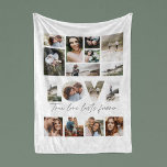 Love 16 photo modern minimal personalised gift fleece blanket<br><div class="desc">True Love lasts forever multi 16 photo simple modern minimal personalised anniversary,  wedding,  birthday or Christmas gift for the one you love. Modern green colour is fully customisable.</div>