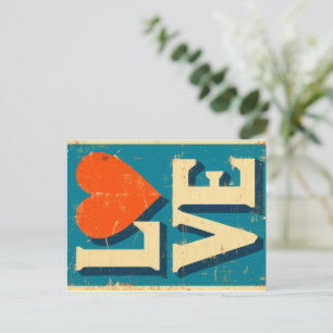 LOVE 1960s-Inspired Graphics Holiday Postcard