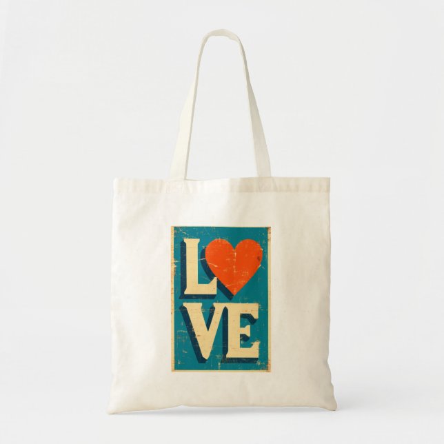 LOVE 1960s-Inspired Graphics Tote Bag (Front)