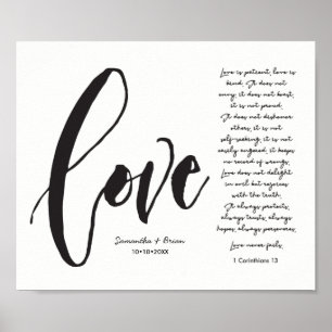 Love, 1 Cor. 13, Couple Name, Modern Script Poster